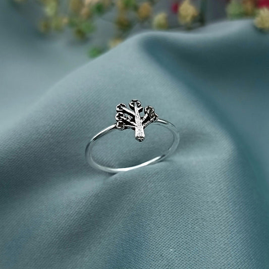 Anillo Arbolito Plata Quemada