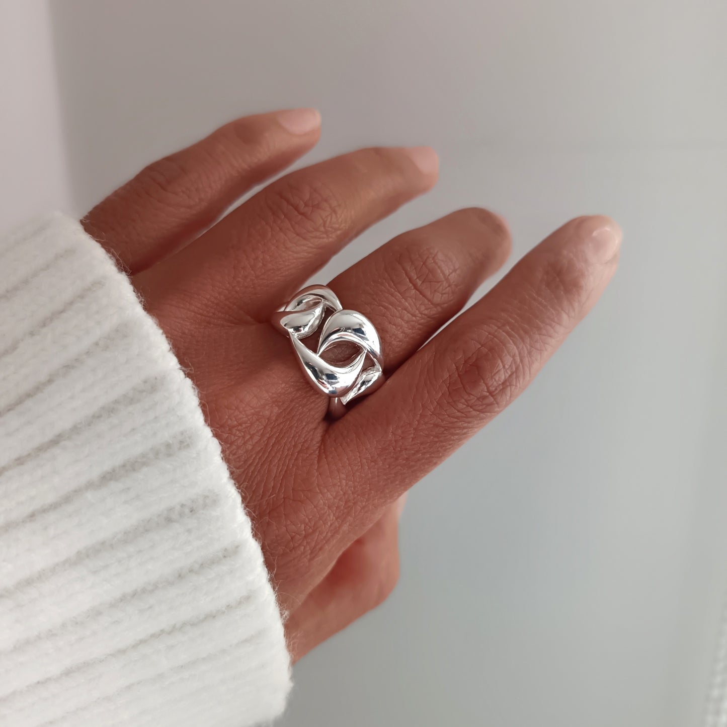 Anillo Cadena Plata Inflada