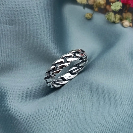 Anillo Cadenita Plata Quemada