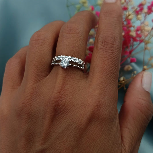 Anillo de Compromiso Doble Corazones