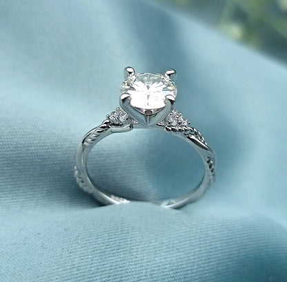 Anillo de compromiso Solitario Cuerda con piedra Moissanita
