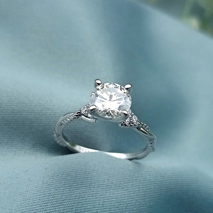 Anillo de compromiso Solitario Cuerda con piedra Moissanita