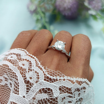 Anillo de compromiso Solitario Cuerda con piedra Moissanita