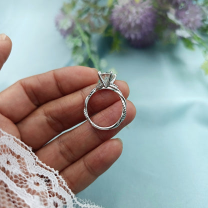 Anillo de compromiso Solitario Cuerda con piedra Moissanita