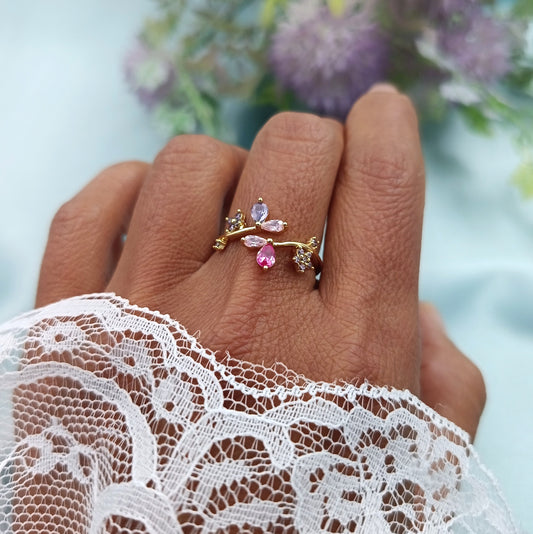 Anillo Florecer dorado regulable