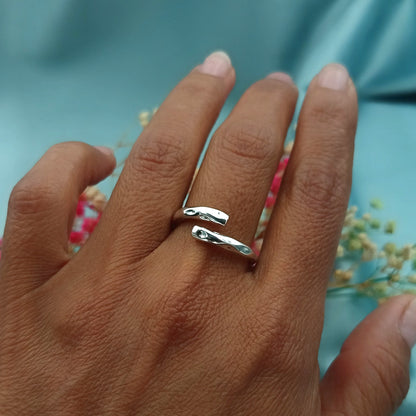 Anillo Cruzado Plata Golpeada