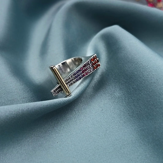 Anillo Plata y Oro Multicolor