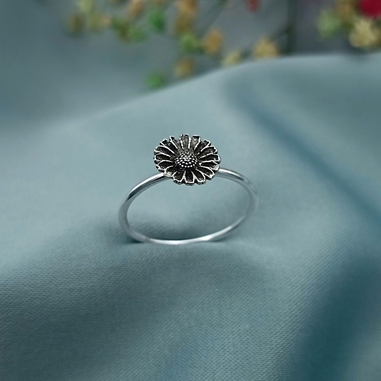 Anillo Girasol Plata quemada