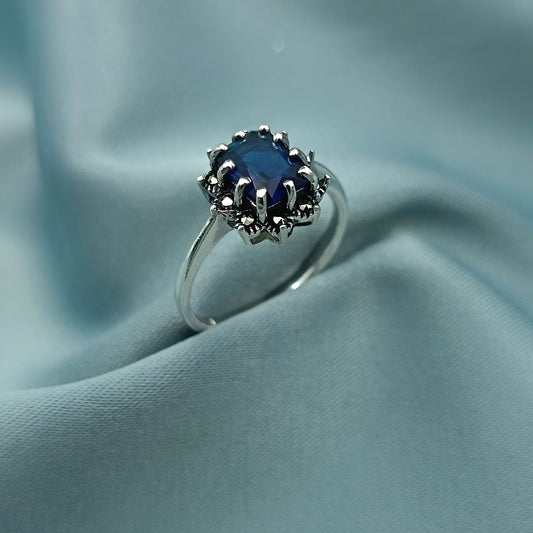 Anillo Marquesitas Piedra Azul