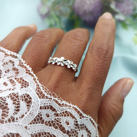 Anillo Cintillo Flores regulable