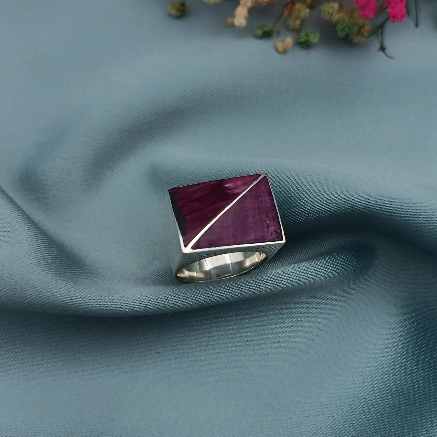 Anillo de Plata y Nácar Morado