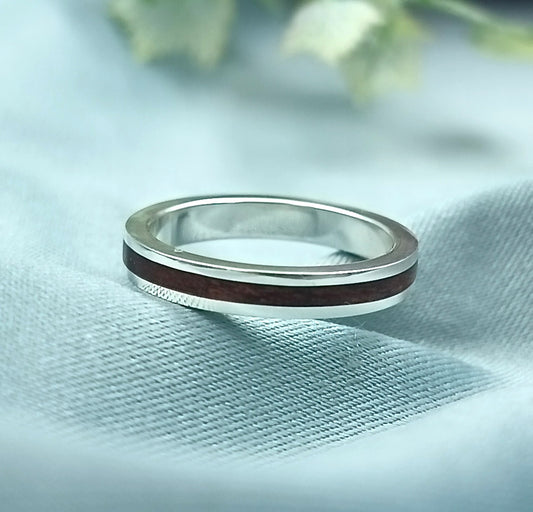 Anillo Personalizado Plata y Madera 3mm
