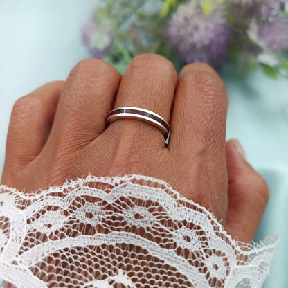 Anillo Personalizado Plata y Madera 3mm