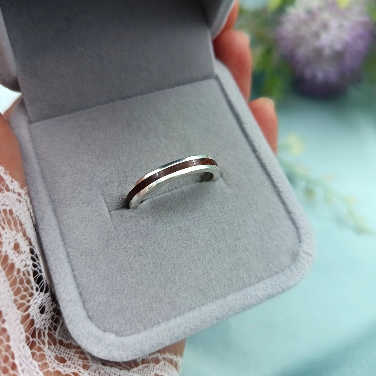 Anillo Personalizado Plata y Madera 3mm