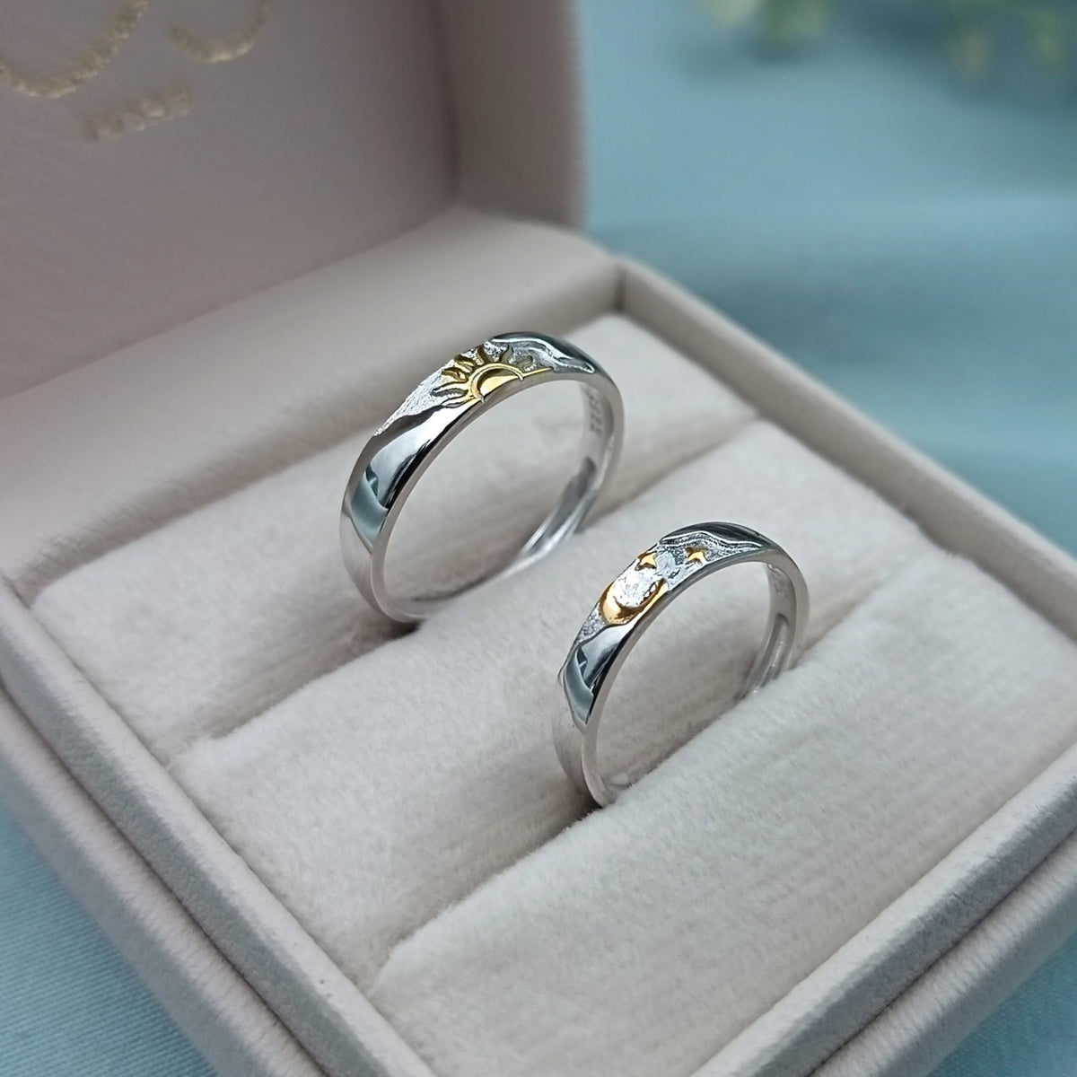 Anillos de matrimonio regulables Sol y Luna Plata 925
