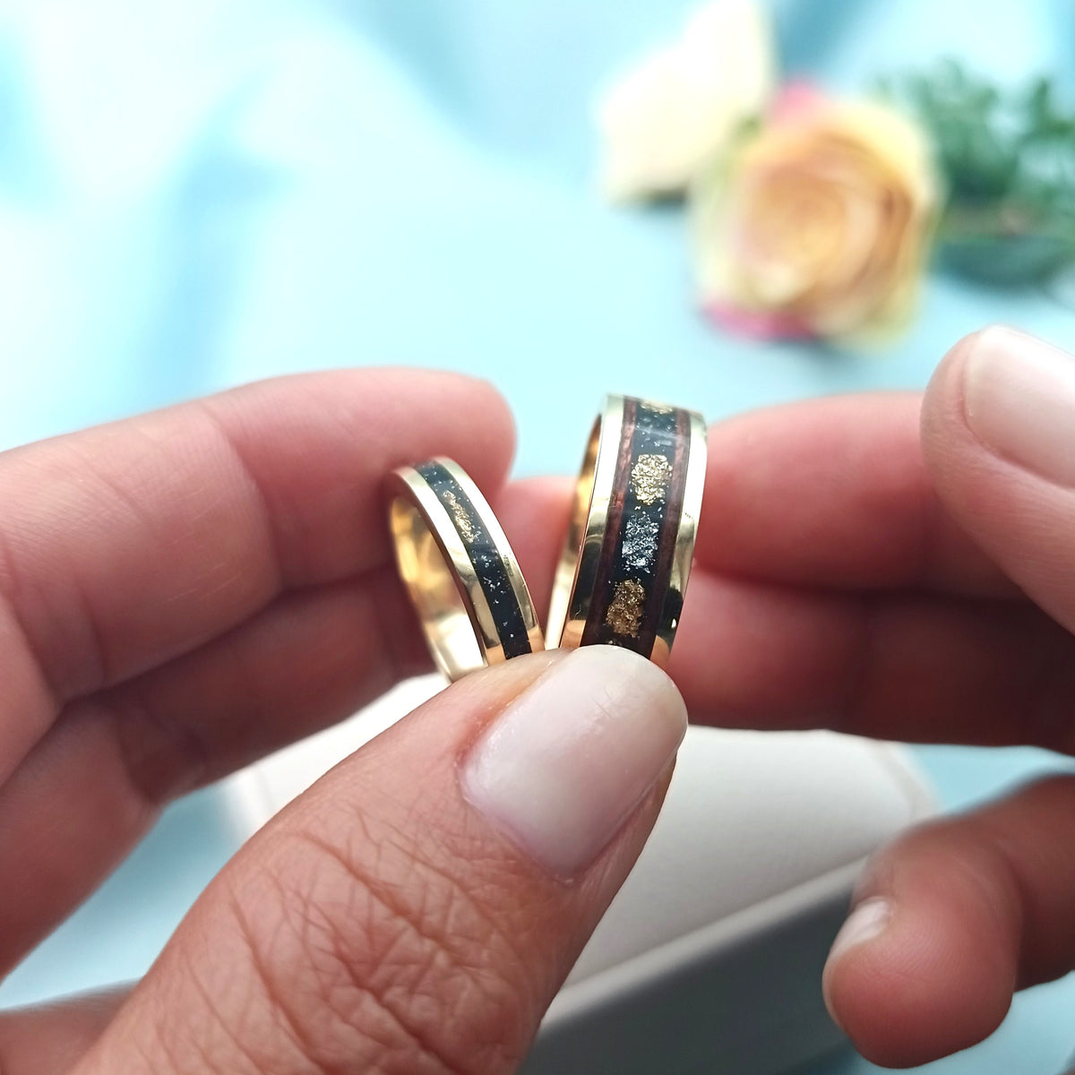 Anillos de Matrimonio Oro Madera Resina