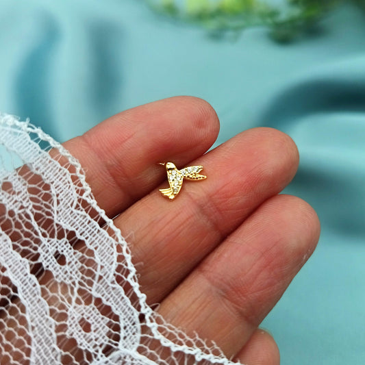 Arete solitario a rosca Colibrí