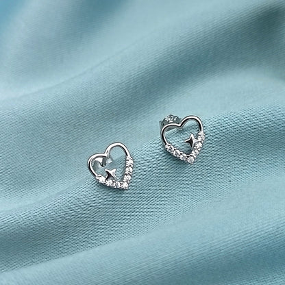 Aretes Cortos Corazón Estrella