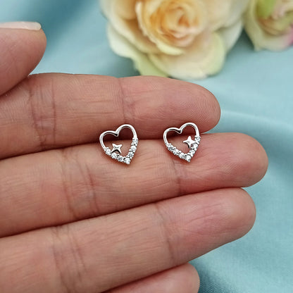 Aretes Cortos Corazón Estrella