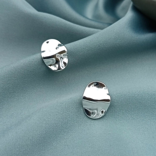 Aretes Ovalados Plata Golpeada