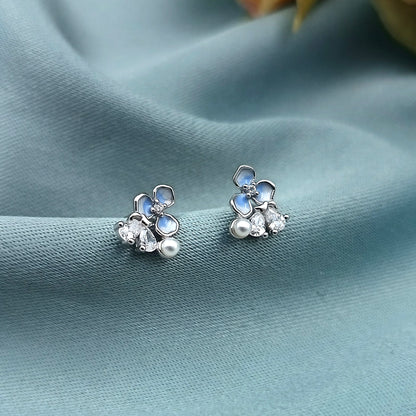 Aretes Flor perla y circón