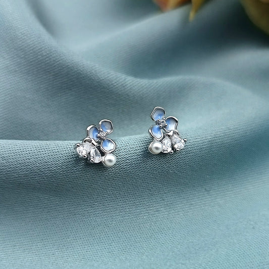 Aretes Flor perla y circón