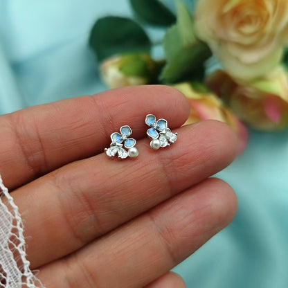 Aretes Flor perla y circón