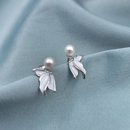 Aretes Perla con hojas
