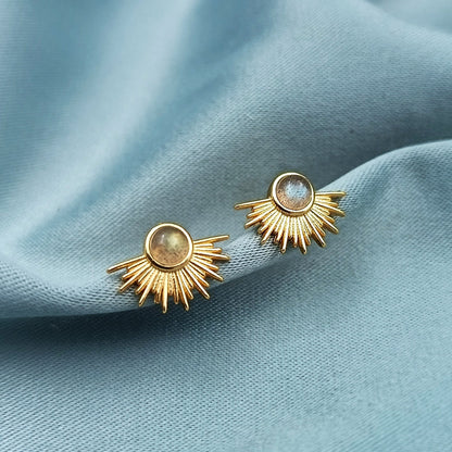 Aretes Sol con Labradorita dorado