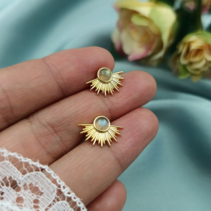 Aretes Sol con Labradorita dorado