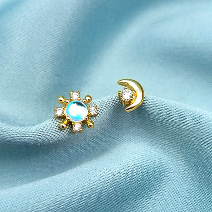 Aretes Sol y Luna dorado