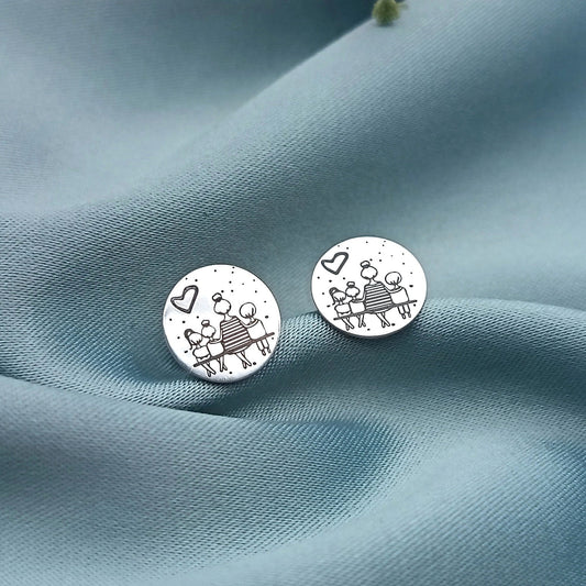 Aretes Cortos Personalizados Familia