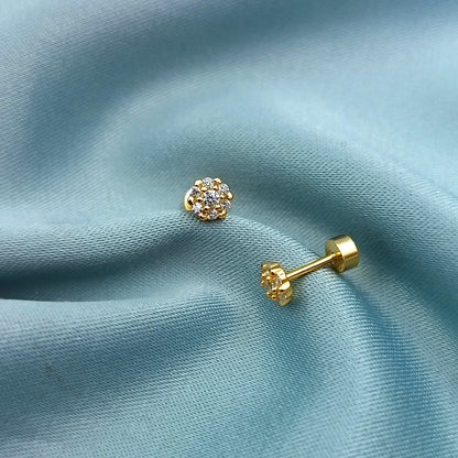 Aretes a rosca Roseta dorado