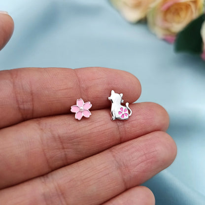 Aretes Flor y Gato