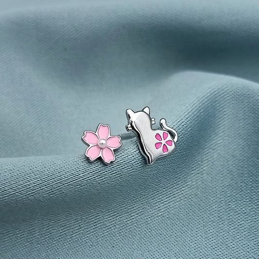 Aretes Flor y Gato