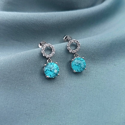 Aretes Colgantes Aro y circón brillante