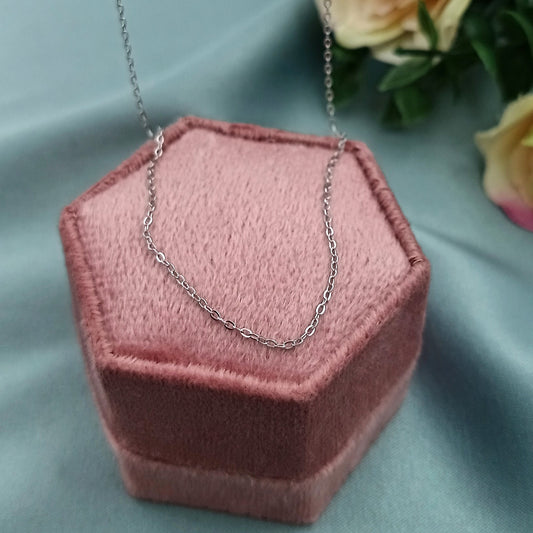 Cadena de Eslabones con Baño de Oro  Blanco 1mm