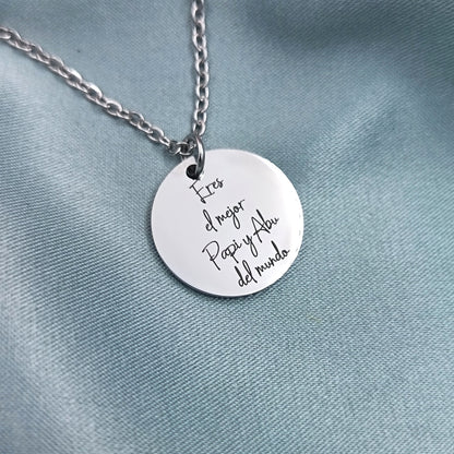 Collar acero con dije circular plateado (Personalizable)