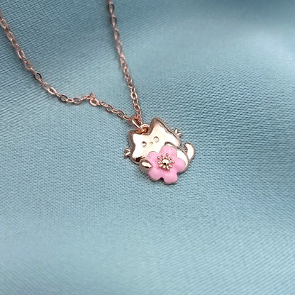 Collar Gatito con flor rosé