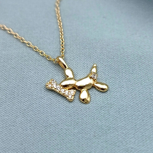 Collar Perrito con Hueso dorado