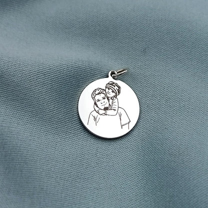 Dije placa redonda 1.5cm con grabado