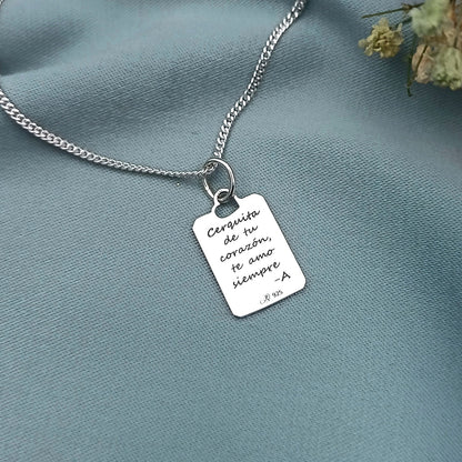 Dije Rectangular Corazón Personalizado con doble Grabado