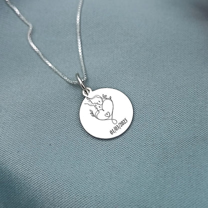 Dije placa redonda 1.3cm con grabado