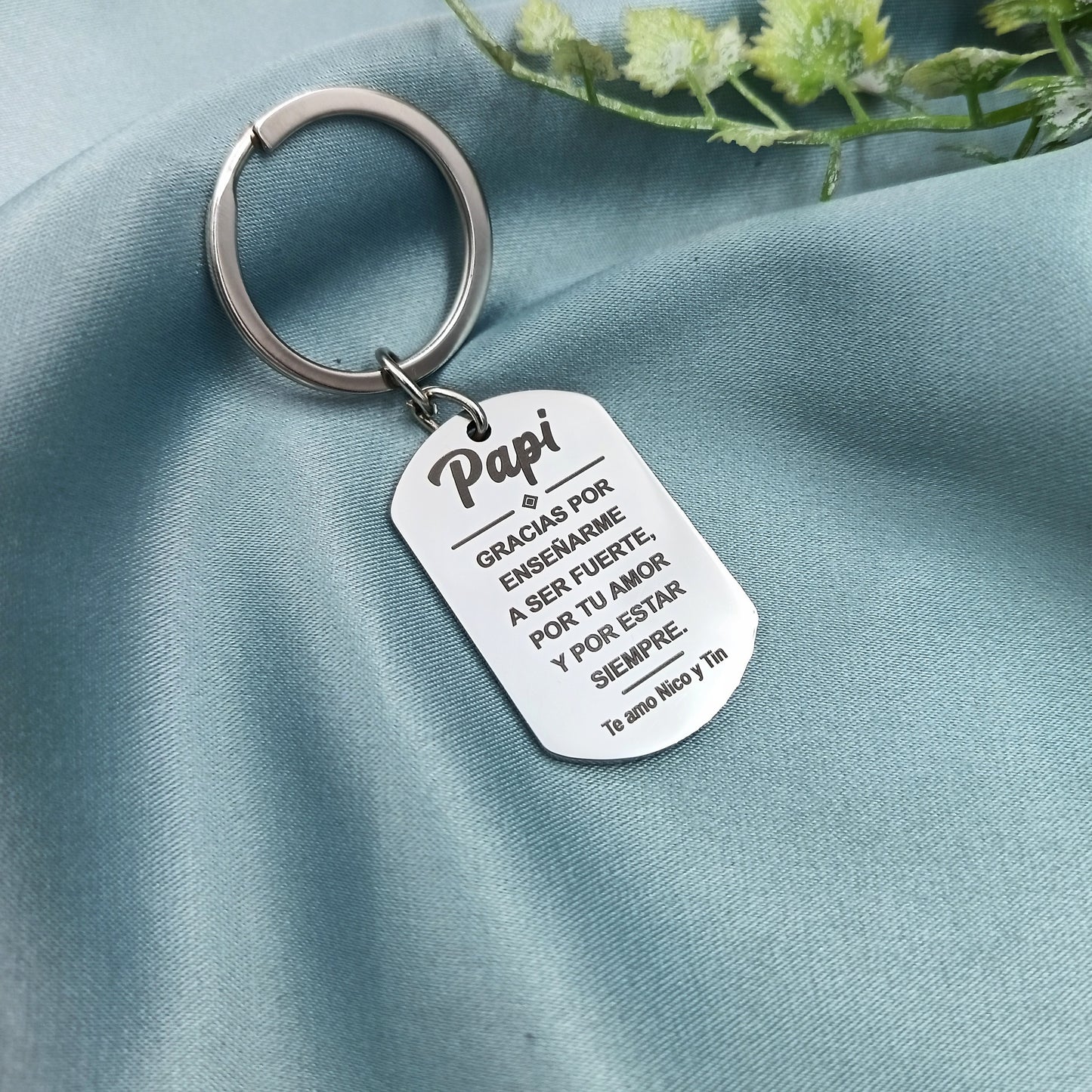 Llavero rectangular acero personalizable