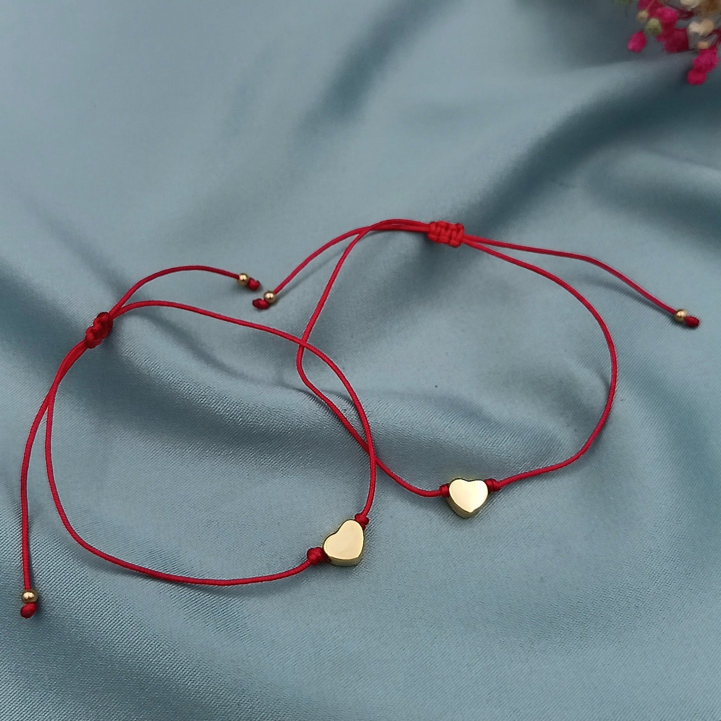 Pulseras Pareja Corazoncito con Grabado Plata 925 Enchapado en Oro