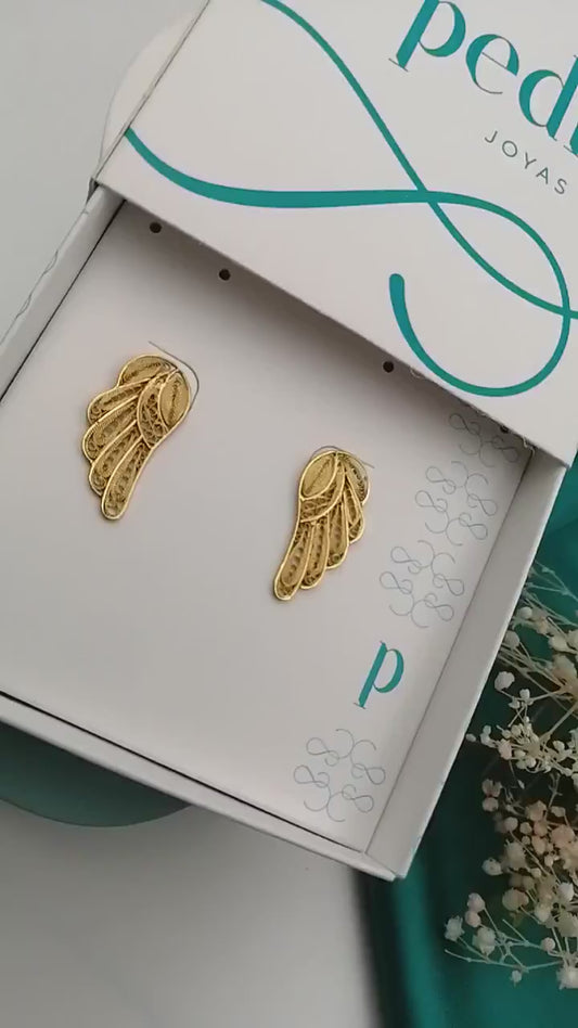 Aretes Alas filigrana dorado