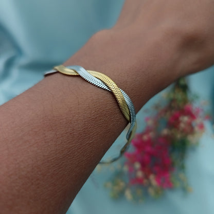 Pulsera cadena serpiente trenzada 2 hilos