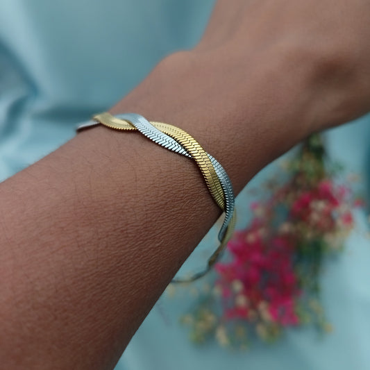 Pulsera cadena serpiente trenzada 2 hilos