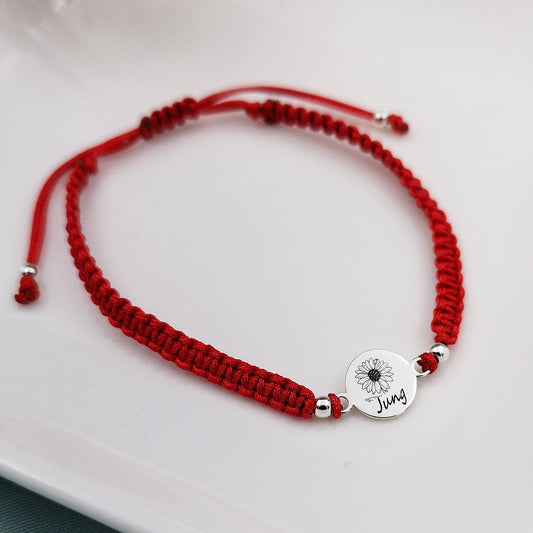 Pulsera Macramé plaquita circular Grabada