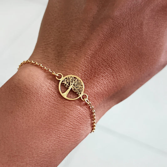 Pulsera dije Árbol de la vida dorado